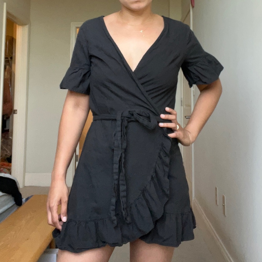 Charlie Holiday Black Wrap Dress